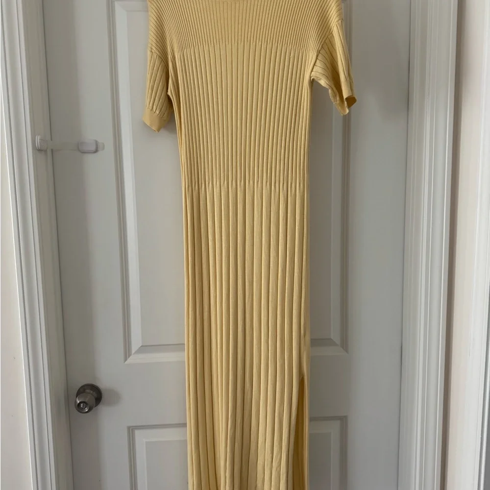 NAADAM NWOT Silk and Cashmere Yellow Knit Midi Dress - Picture 3 of 5